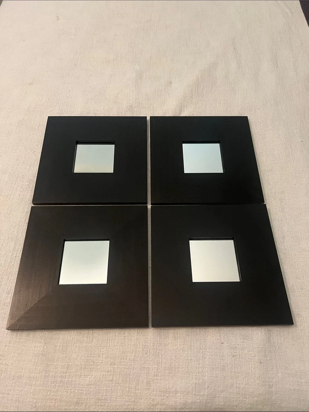 IKEA Malmo Set of 4 Black Square Wall Mirrors 10x10 inches